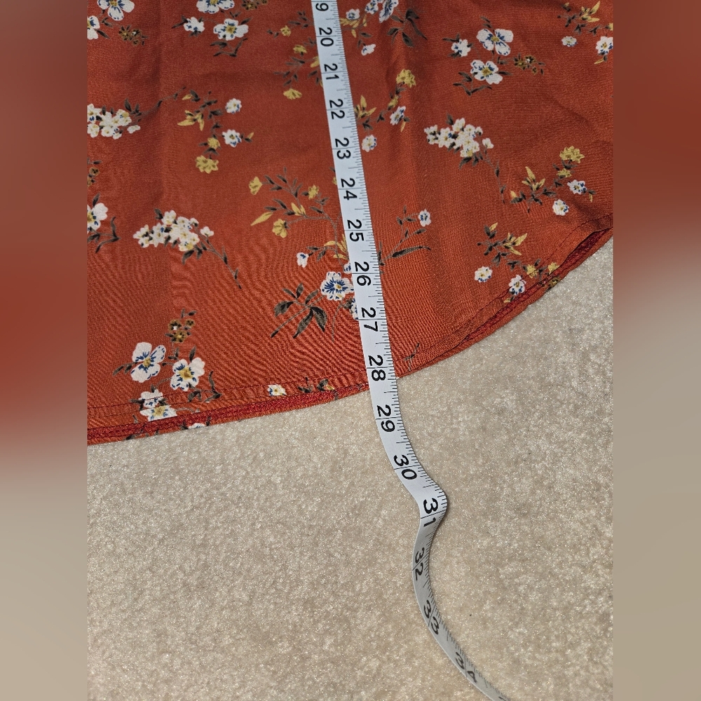 Trendy J's Women's XL Floral Ruffle Sleeve Top - Orange - Picture 9 of 11